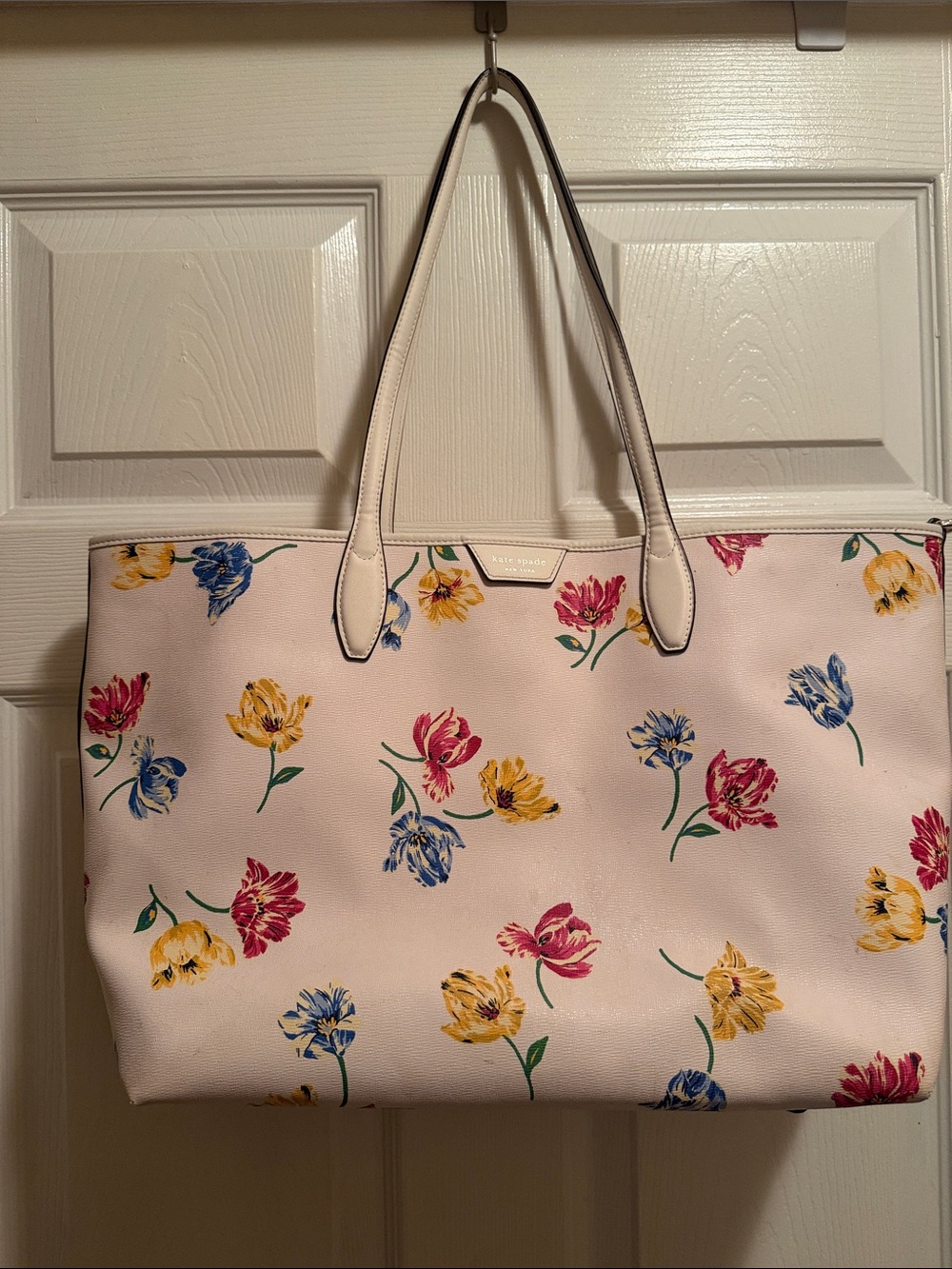 kate spade Pale Pink Floral Tote with Multicolor Blooms